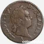 1774 France 1 Sol Lille Mint Louis XVI Copper Coin F-VF