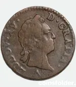 1774 France 1 Sol Lille Mint Louis XVI Copper Coin F-VF
