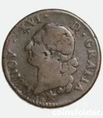 1783 France 1 Sol Aix-en-Provence Mint Louis XVI Copper Coin VF