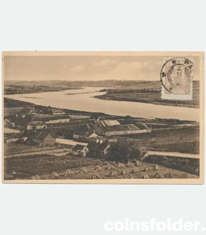 Vintage postcard River of Nemunas at Petrašiūnai Kaunas