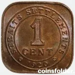 1920 Straits Settlements Malaysia 1 Cent Coin BU
