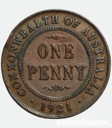 1921 Australia One Penny George V Coin Indian Obverse VF