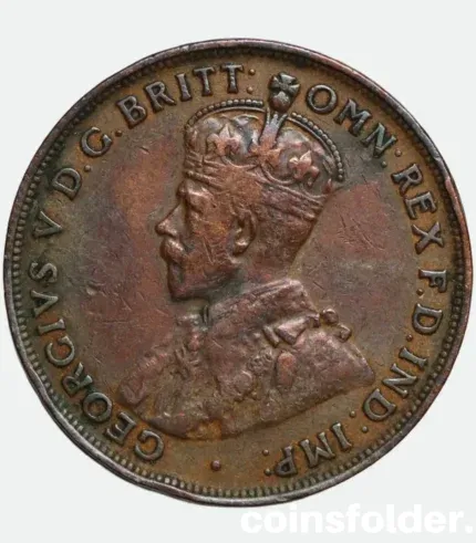 1921 Australia One Penny George V Coin Indian Obverse VF