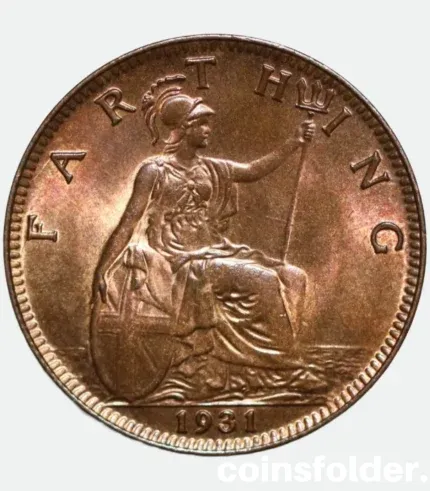 1931 Great Britain Farthing George V Coin BU