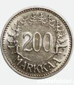 1956 H Finland 200 Markkaa Silver Coin aUNC
