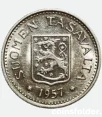 1957 Finland 100 Markkaa Silver Coin UNC