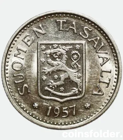 1957 Finland 100 Markkaa Silver Coin UNC