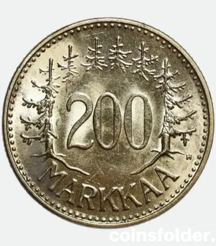 1957 H Finland 200 Markkaa Silver Coin UNC