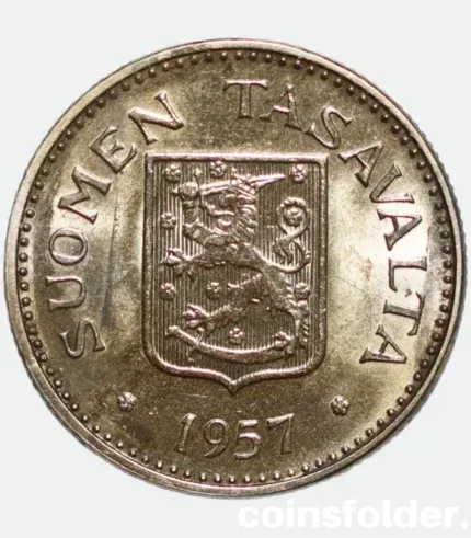 1957 H Finland 200 Markkaa Silver Coin UNC