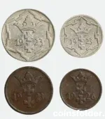 Set of 4 Coins Free City of Danzig 10 5 2 1 Pfennige VF–XF