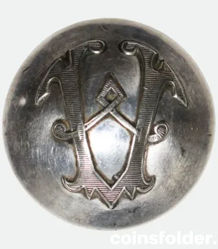Antique silvered livery button with W monogram