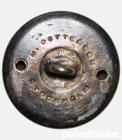 Antique silvered livery button with monogram engraving