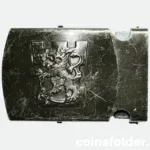 Finnish military belt buckle with lion and tower emblem