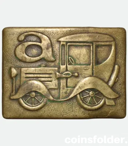 Vintage 80’s Poland belt buckle with antique car design