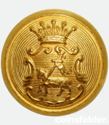 Vintage Gotland Regiment Officer Button m/52 Matte Gilt by C.C. Sporrong & Co