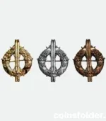 Gold, Silver, and Bronze Swedish Military Skiing Badges – Full Set