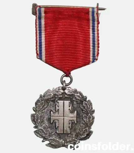 Vintage Norwegian NGTF silver medal with laurel wreath and cross