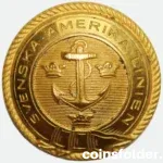 Vintage Swedish America Line uniform button with anchor and crowns