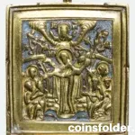 Orthodox Russian bronze icon Joy of All Who Sorrow 19th century