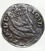 1596 Poland–Lithuania 3 Grossus silver coin obverse and reverse XF