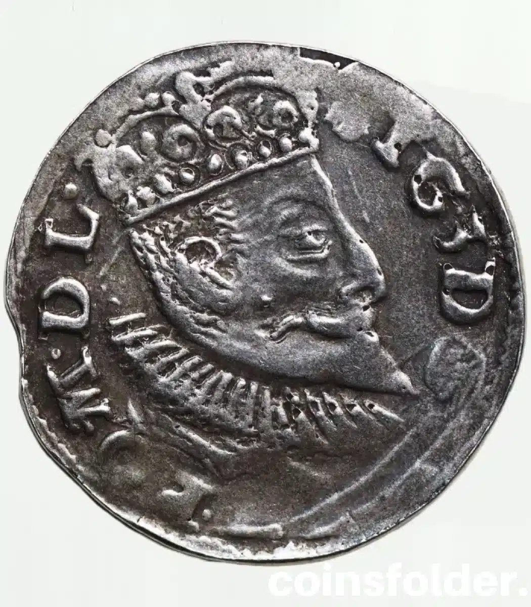 1596 Poland–Lithuania 3 Grossus Silver Coin XF 1596 Poland–Lithuania 3 Grossus silver coin obverse and reverse XF