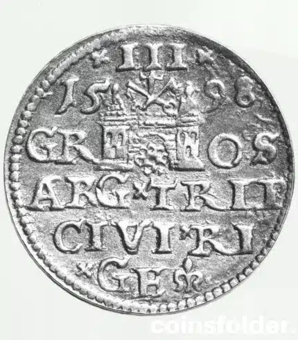 Poland Lithuania 3 Grossus silver coin 1598 Riga Mint AU