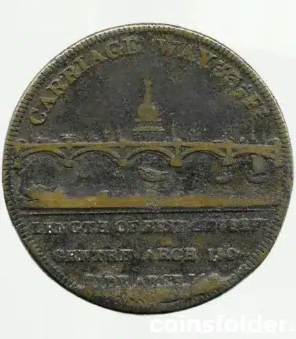 1831 New London Bridge Medal obverse and reverse in brass
