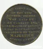 1831 New London Bridge Medal obverse and reverse in brass