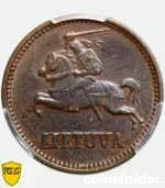 1936 Lithuania 1 Centas bronze coin PCGS AU50 obverse and reverse