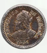 1904 Panama 2½ Centesimos silver coin obverse UNC